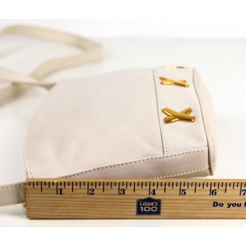 Paloma Picasso ITALY OFF WHITE GENUINE LEATHER SHOULDER BAG X-BODY HANDBAG PURSE - Picture 14 of 16